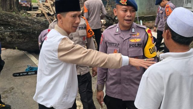 Pohon Sawo Tumbang di Kota Serang, Anggota DPRD Kota Serang Fraksi Gerindra Sigap Bantu Evakuasi